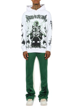 Deathrow White/Green Hoodie/Stacked Track Set