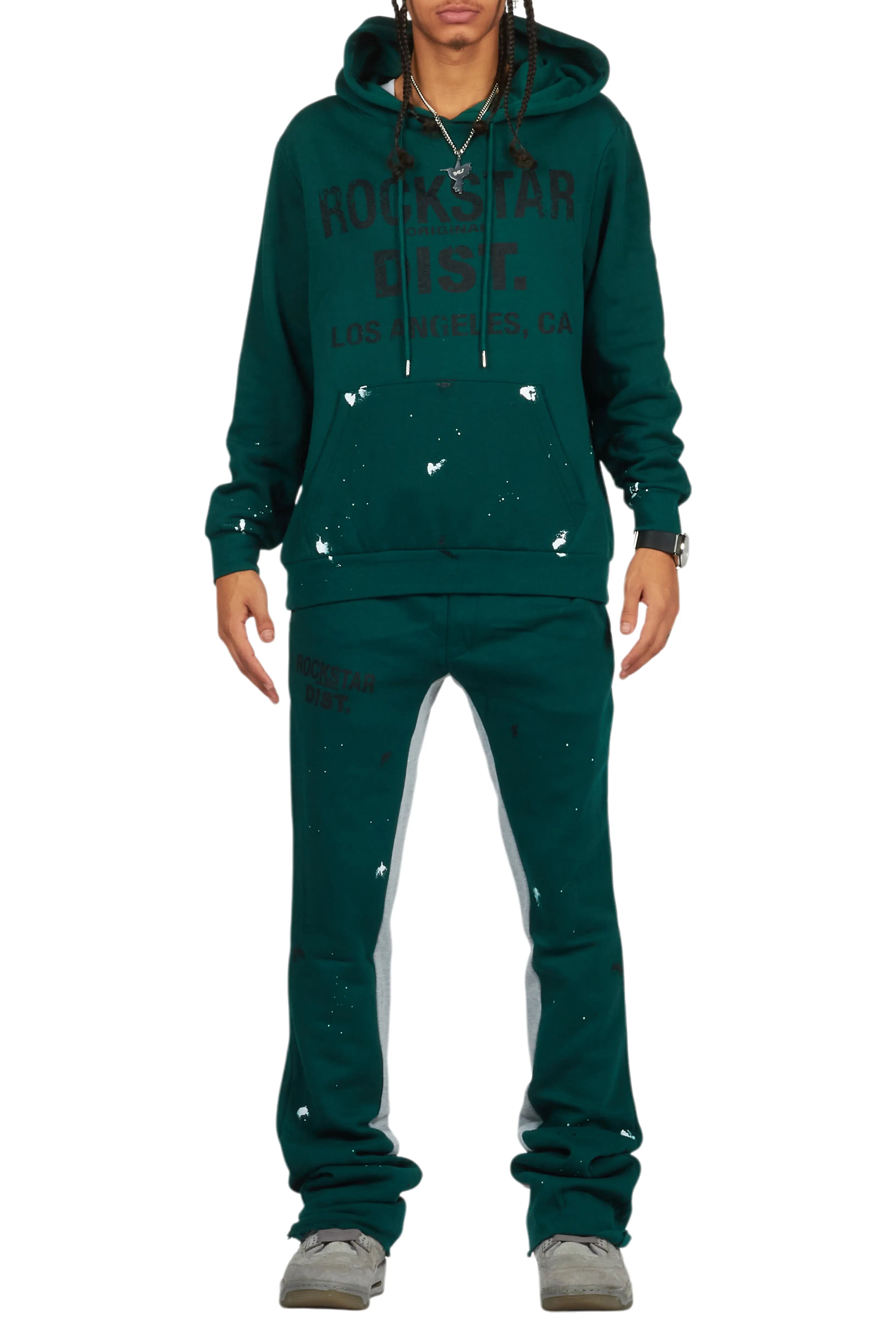 Scottie Green/Black Hoodie/Baggy Track Pant Set