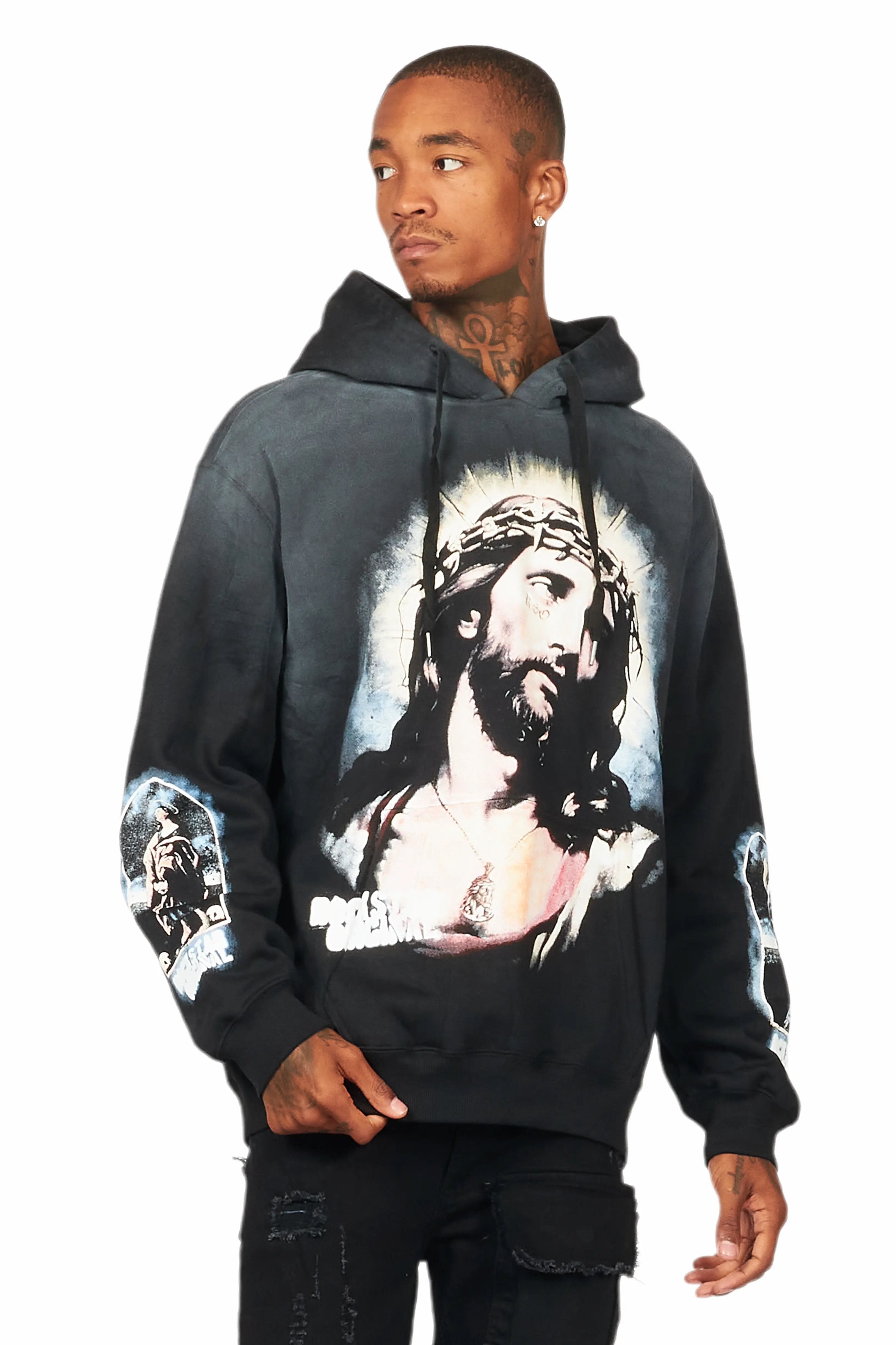 Dacre Black Graphic Hoodie