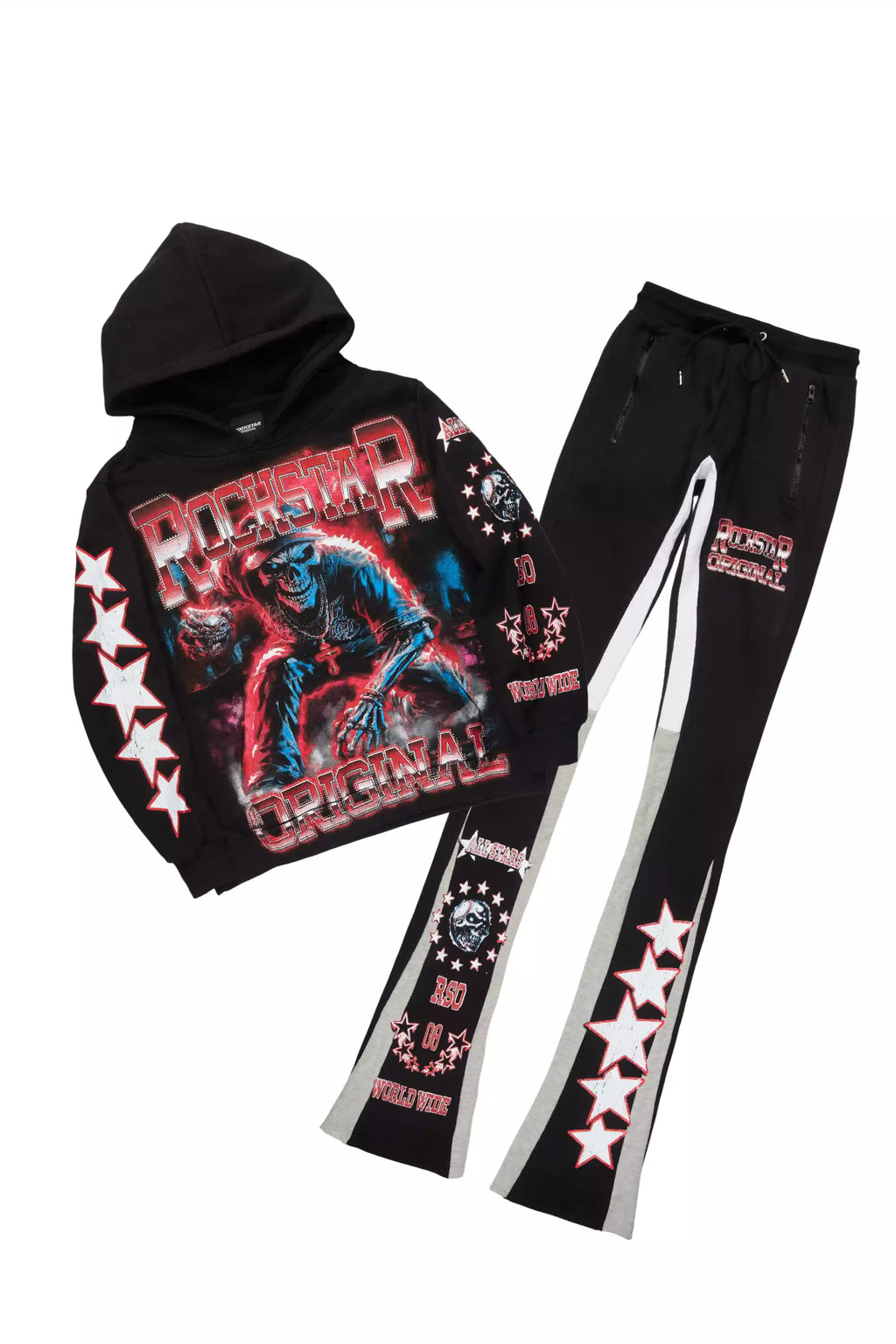 Marxe Black/Red Hoodie/Super Stacked Track Set