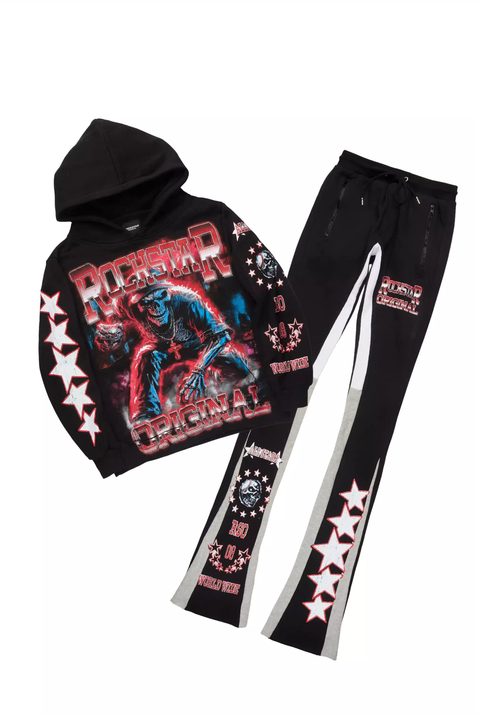 Marxe Black/Red Hoodie/Super Stacked Track Set