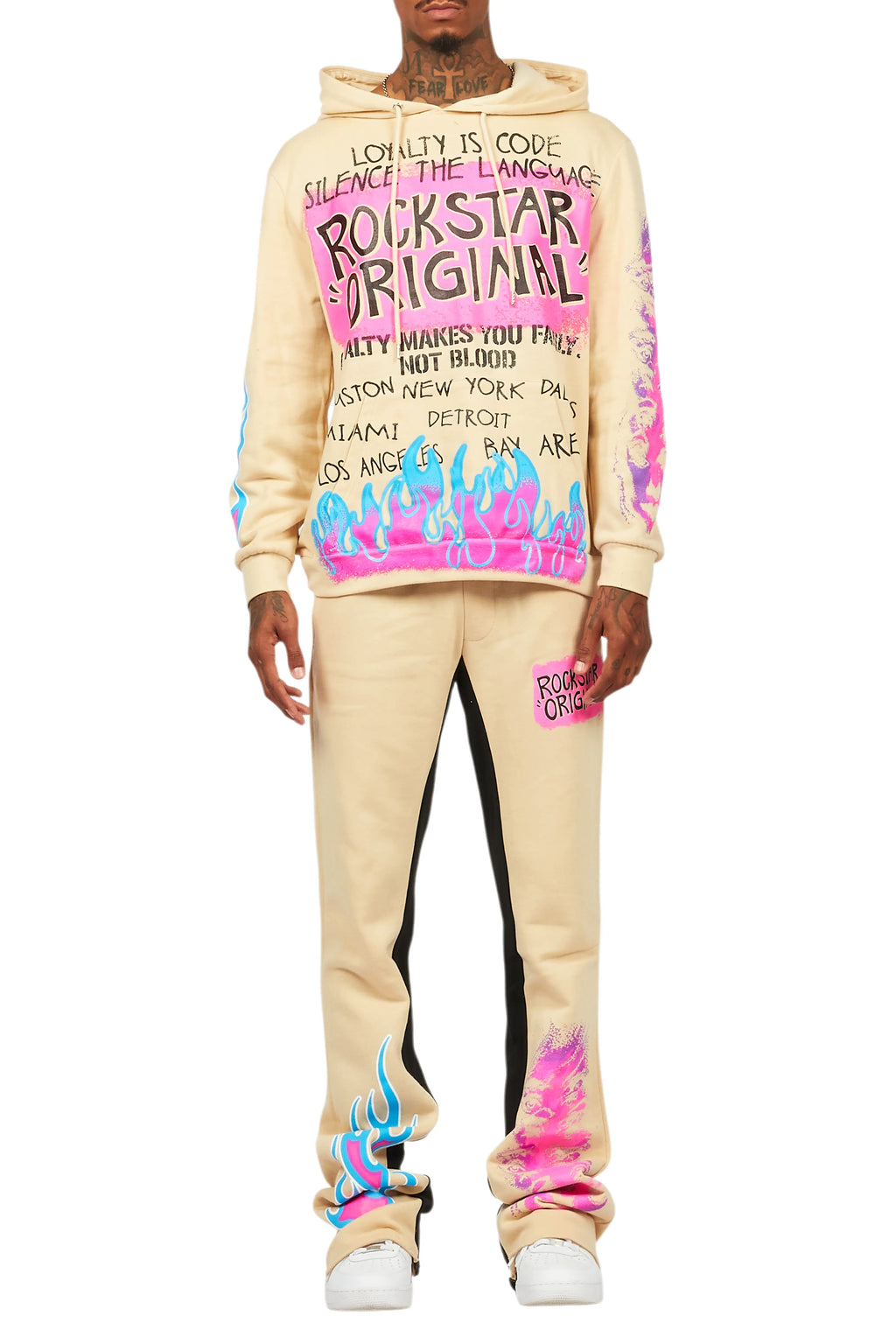 Beno Beige Hoodie/Baggy Track Pant Set