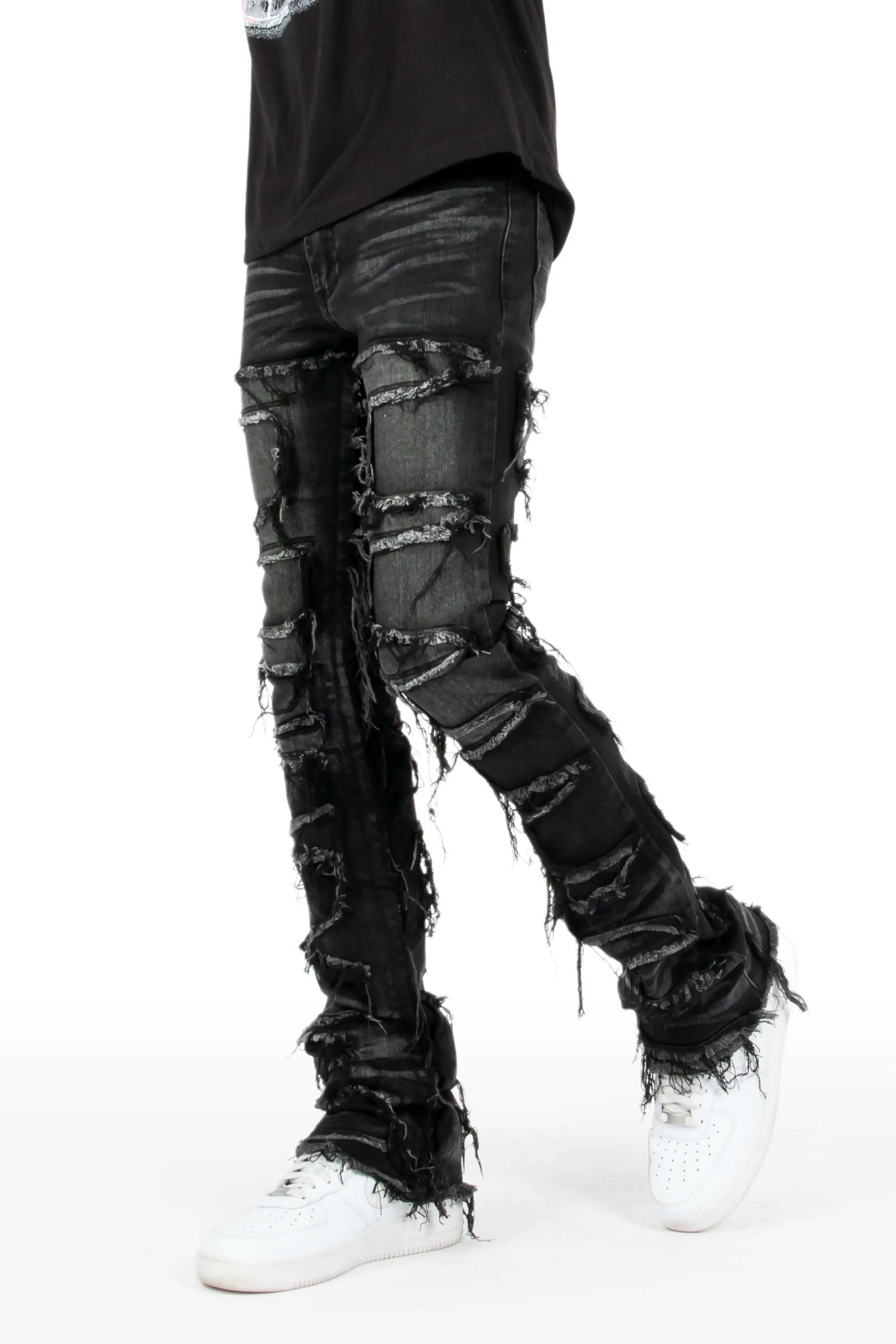 Shake Dark Grey Stacked Flare Jean