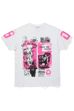 Grill White/Pink Graphic Oversized T-Shirt