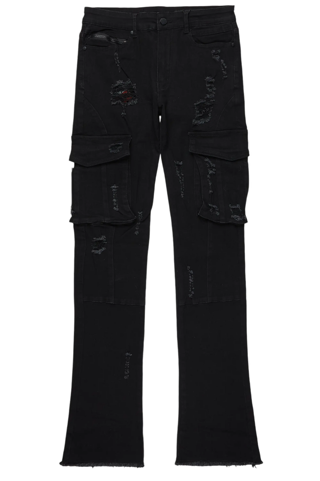 Adalee Black Cargo Stacked Flare Jean