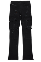 Adalee Black Cargo Stacked Flare Jean
