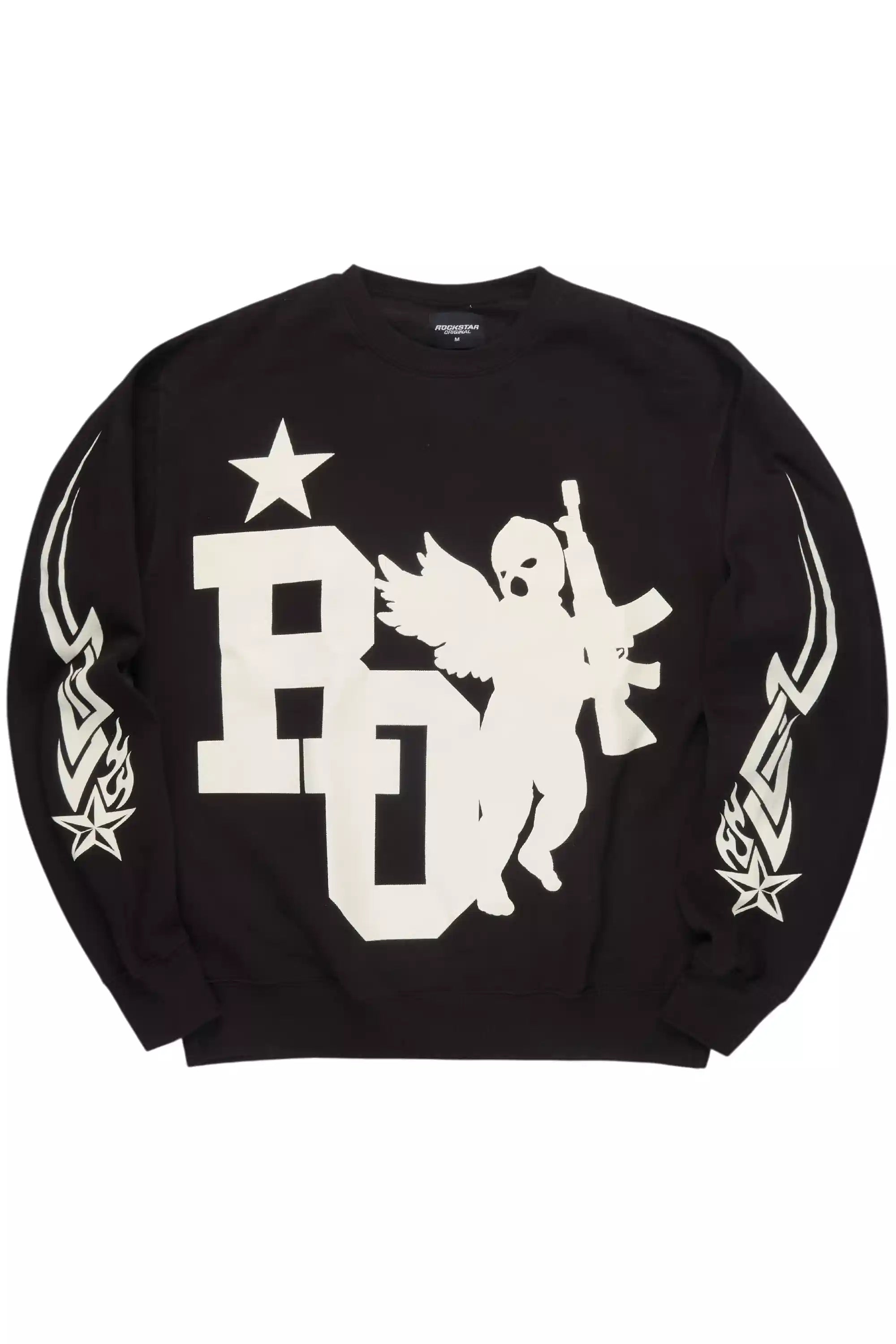 Pluton Black/Cream Graphic Crewneck Sweatshirt