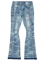 Boys Rugged Blue Stacked Flare Jean