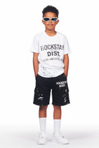 Boys Basim White/Black T-Shirt Short Set