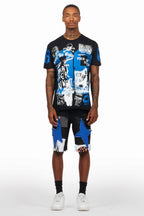 Grill Black/Blue T-Shirt/Denim Short Set