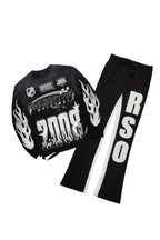 Amos Black Long Sleeve T-Shirt/Patch Baggy Pant Set