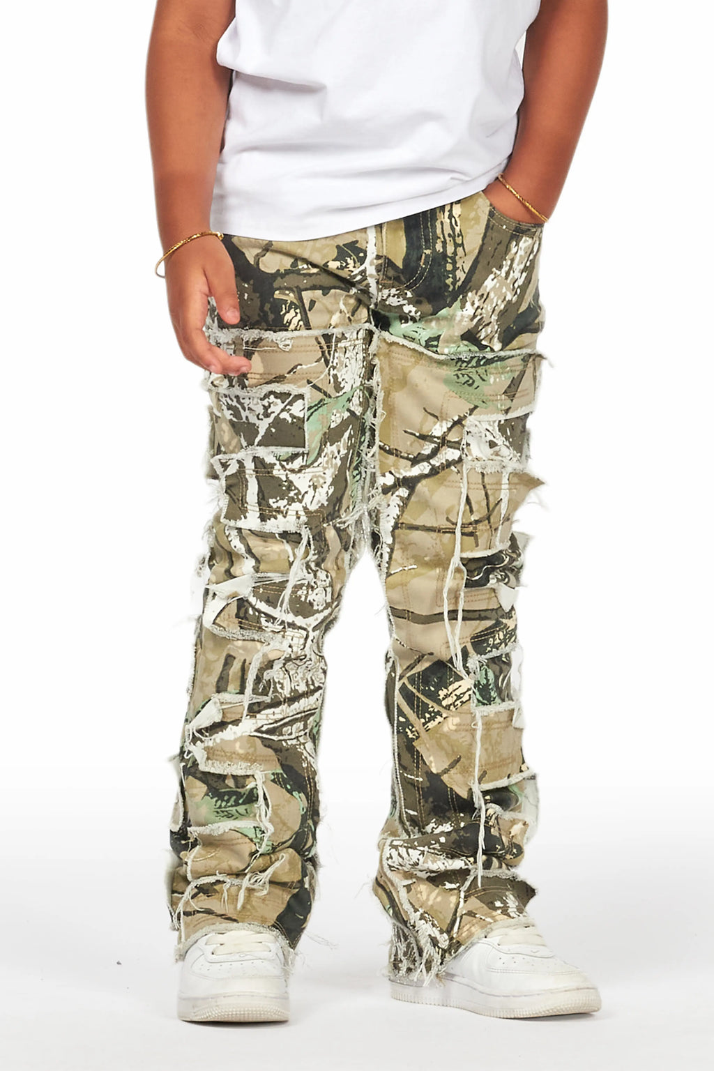 Girls Sammie Tree Camo Stacked Flare Jean