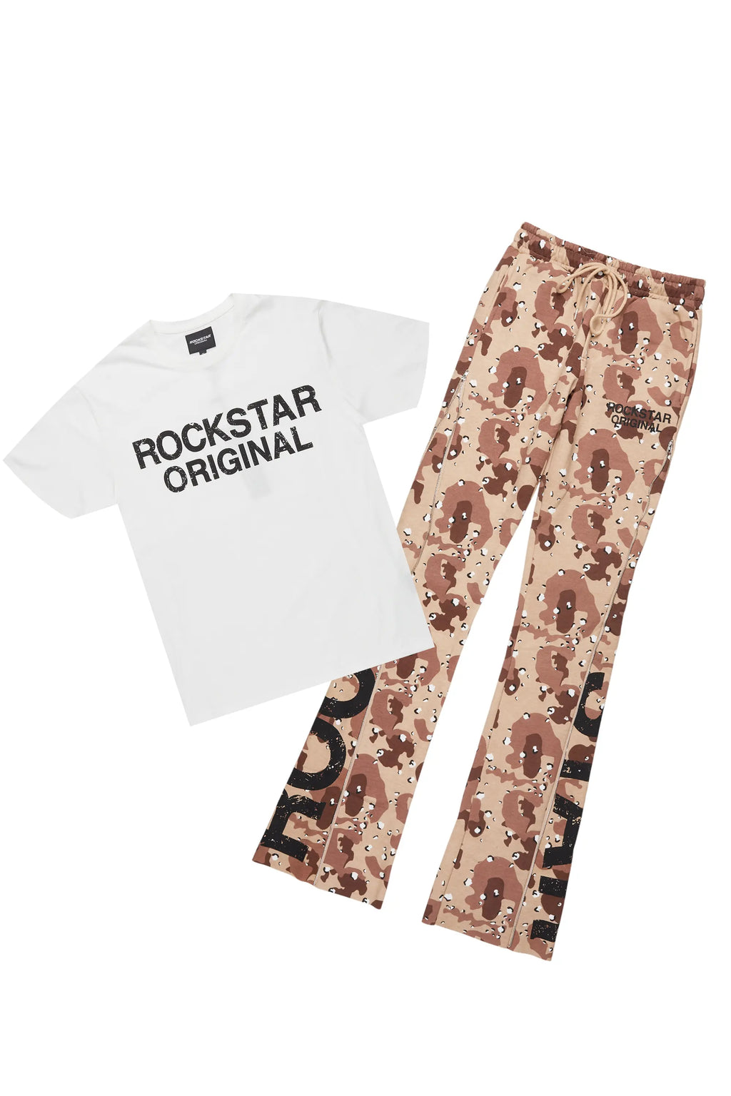Deniska Desert Camo T-Shirt/Baggy Stacked Flare Track Set