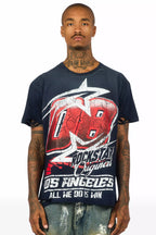 Kastell Navy/White Oversized Distressed Graphic T-Shirt