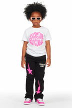 Girls Aria Black/White T-Shirt Super Stacked Set