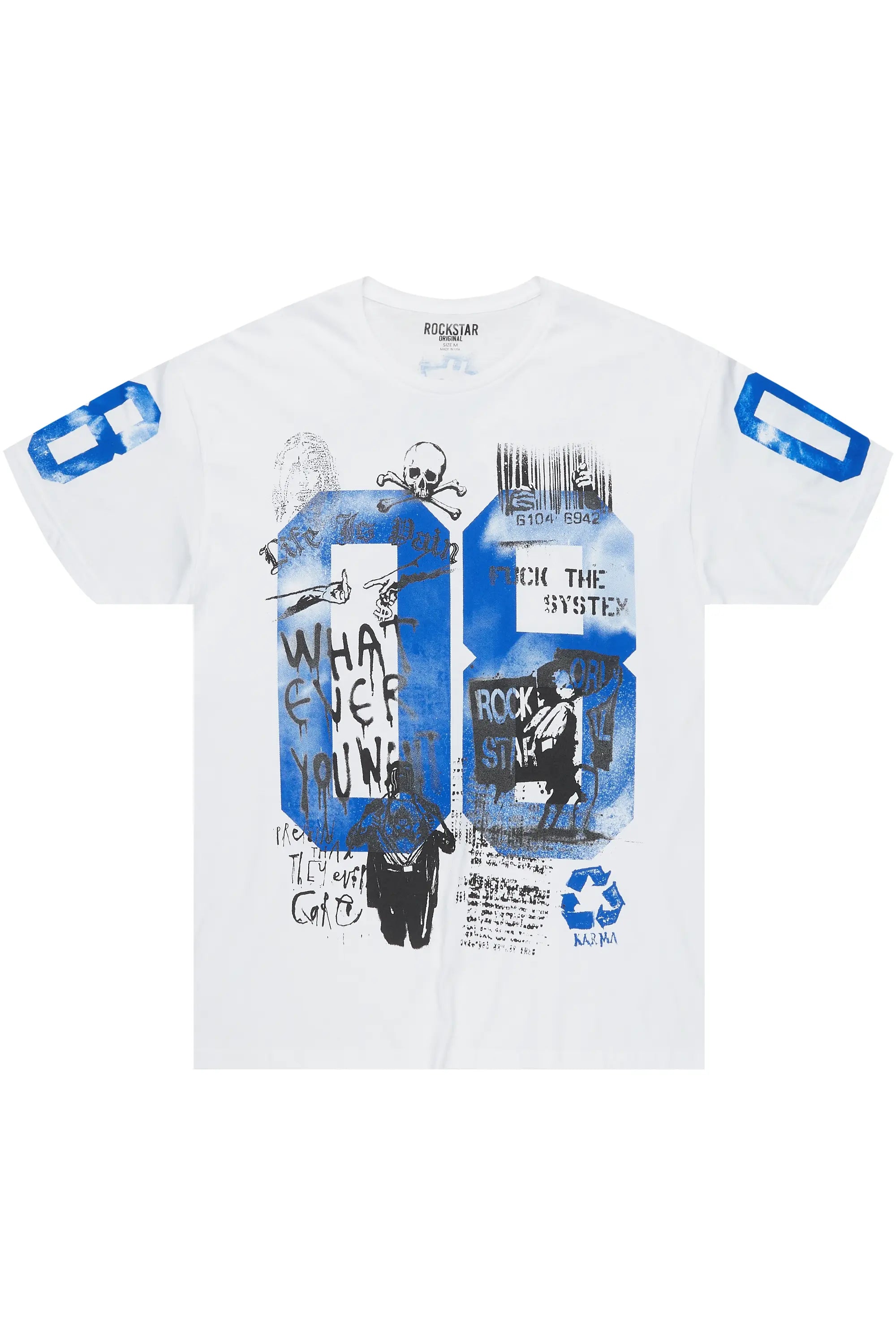 Kammile White/Blue Oversized T-Shirt