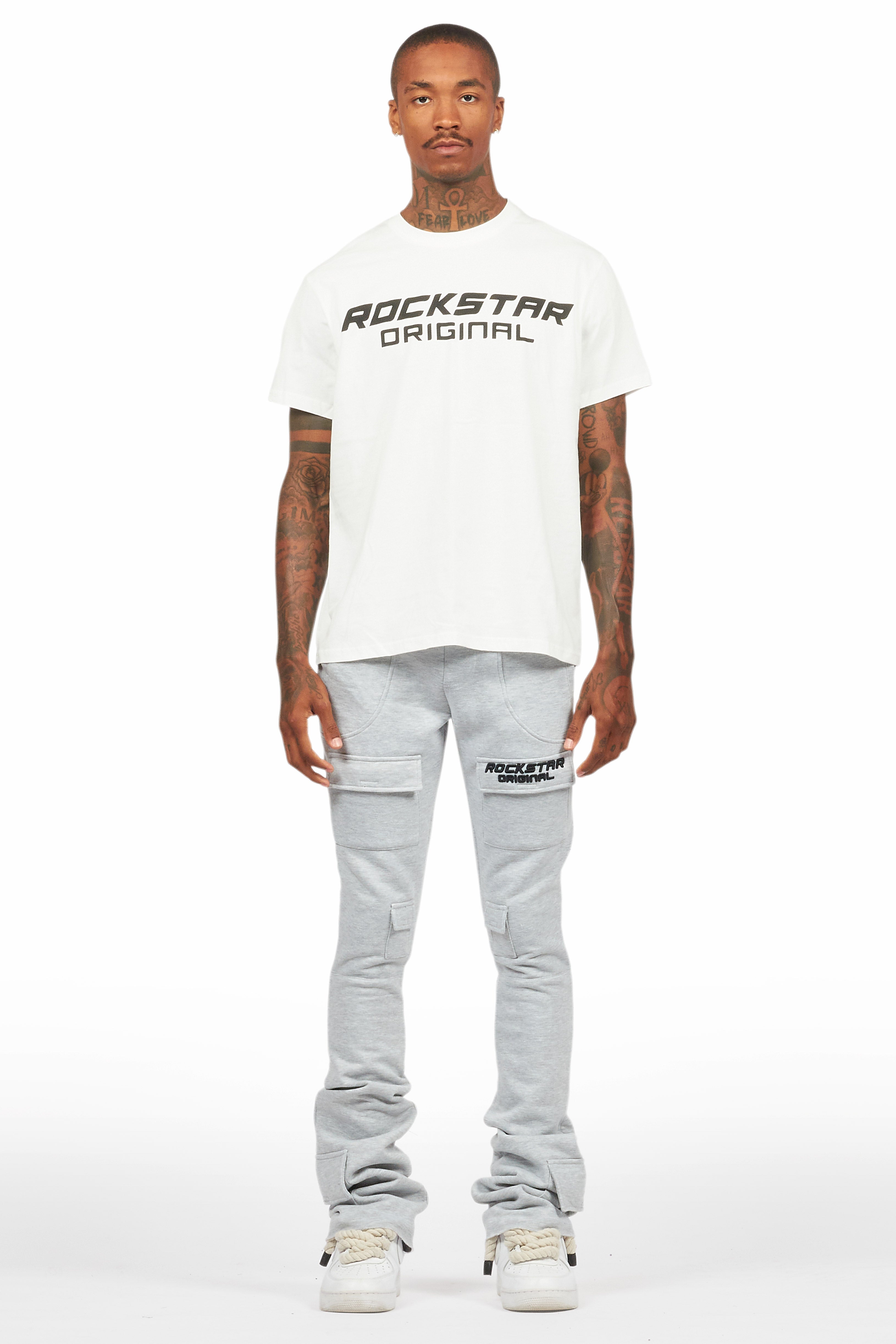 Connor Heather Grey T-Shirt/Stacked Flare Track Set