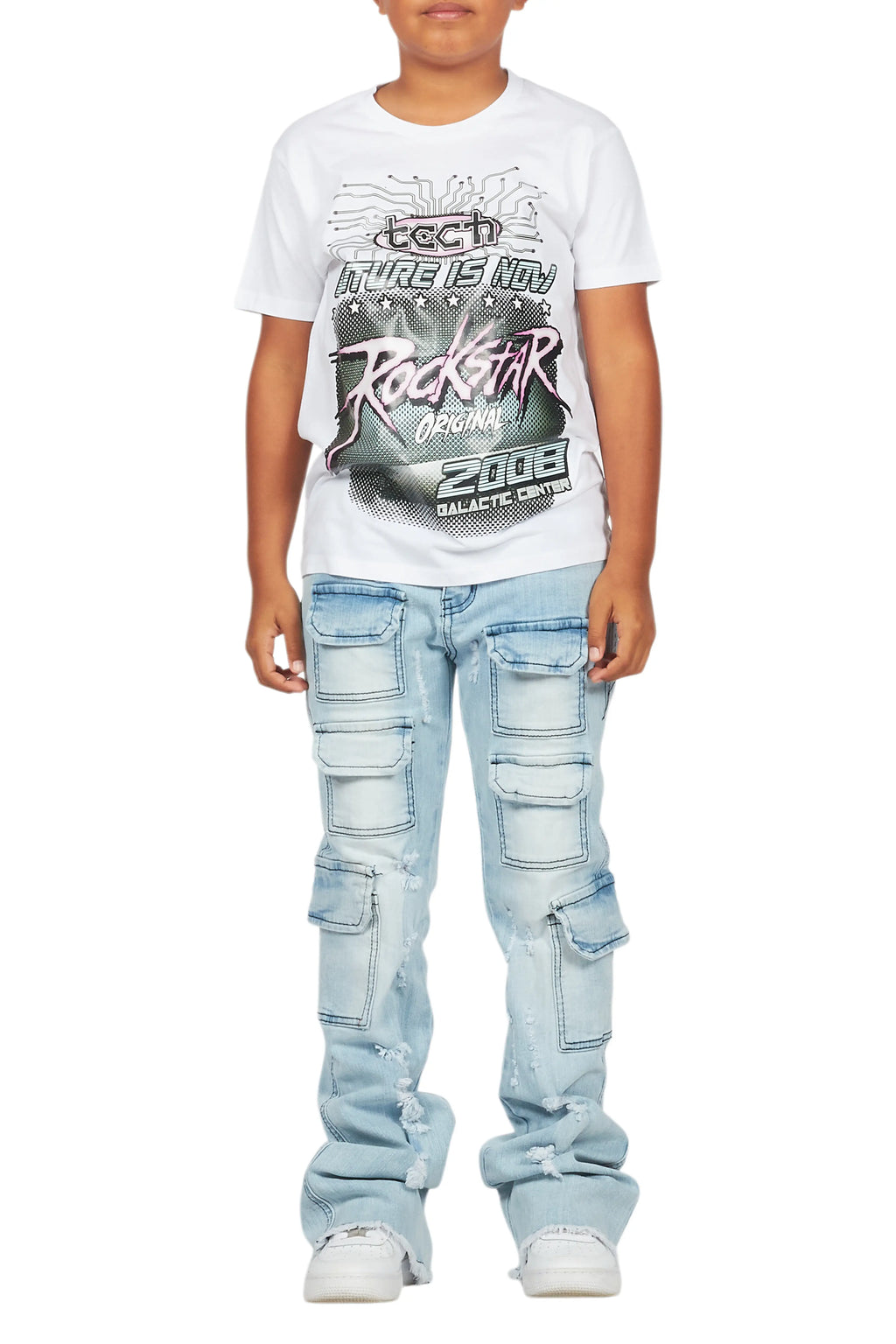Boys Kade Blue Stacked Flare Jean