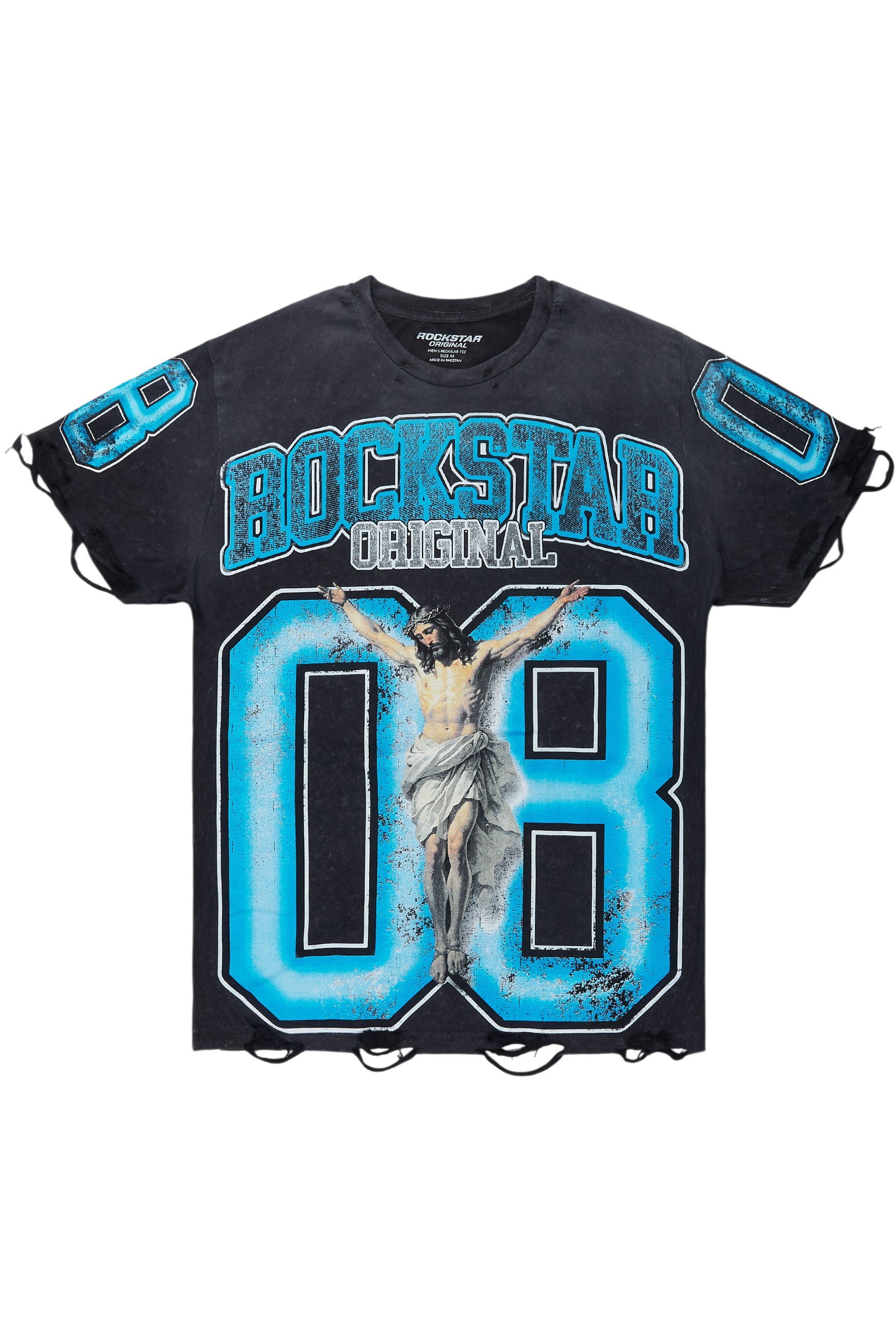 Tariqa Black/Blue Oversized T-Shirt