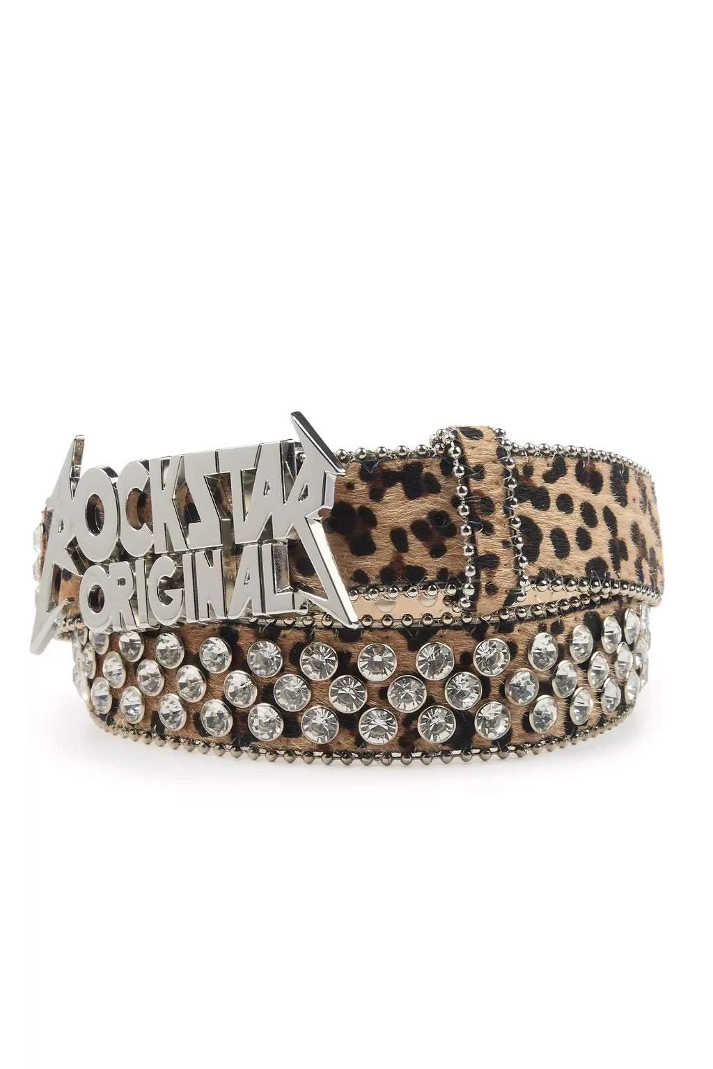 Dalia Beige Cheetah Print Rhinestone Belt