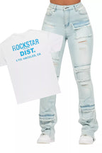 Dalasia White/Blue Tee & Mashawi Light Wash Jean Set