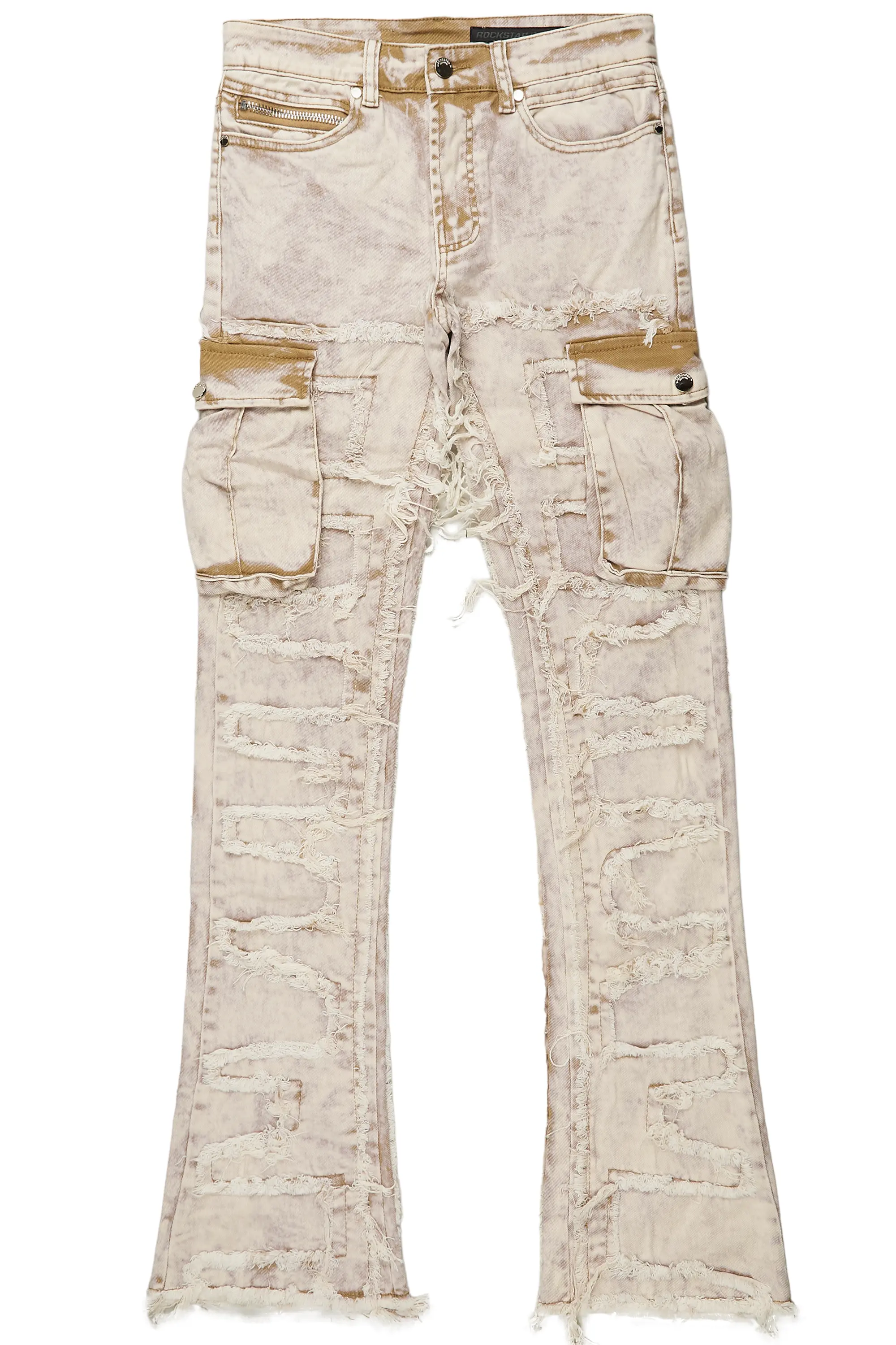 Slater Tan Stacked Flare Jean