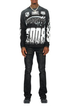 Amos Black/White Long Sleeve Graphic T-Shirt
