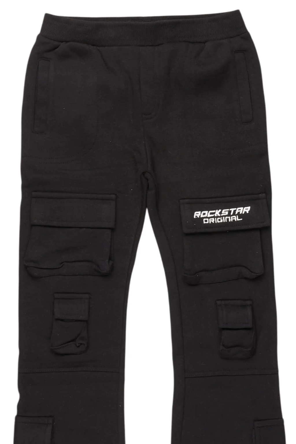 Boys Connor Black Stacked Flare Track Pant