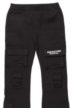 Boys Connor Black Stacked Flare Track Pant