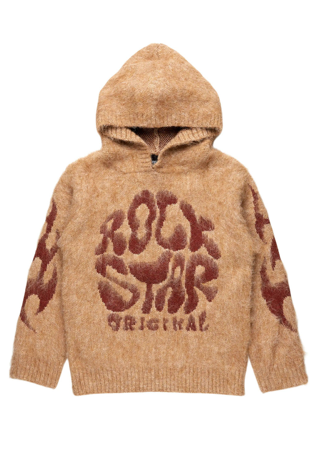 Boys Hakon Brown Graphic Knitted Mohair Hoodie