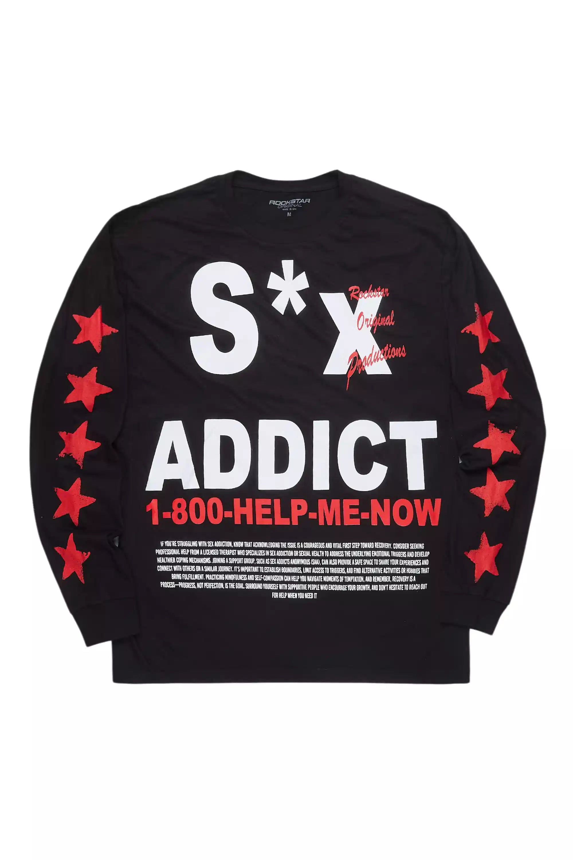 Addict Black/Red Long Sleeve Graphic T-Shirt