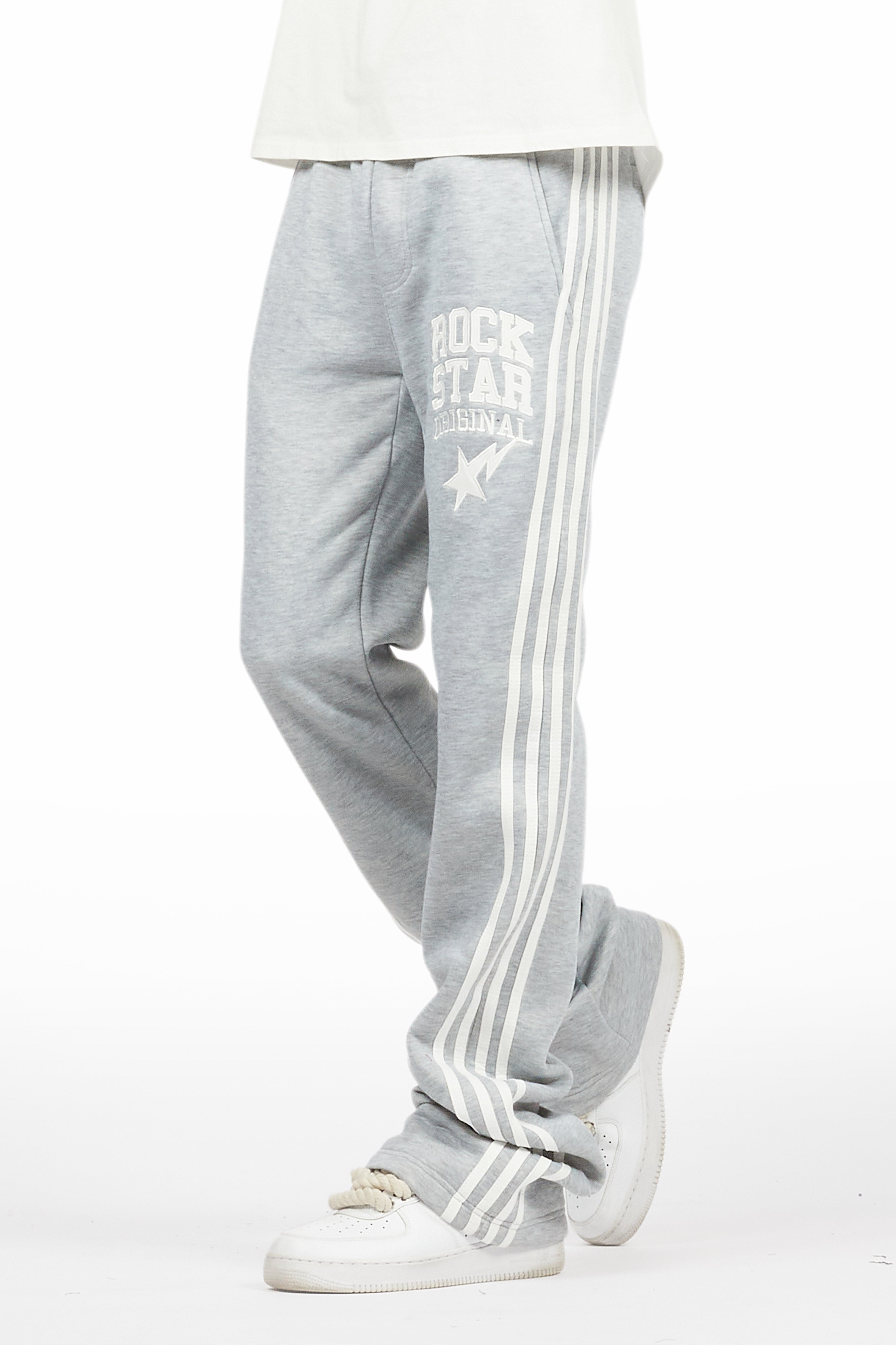 Gerrit Heather Grey Fleece Stacked Baggy Track Pant