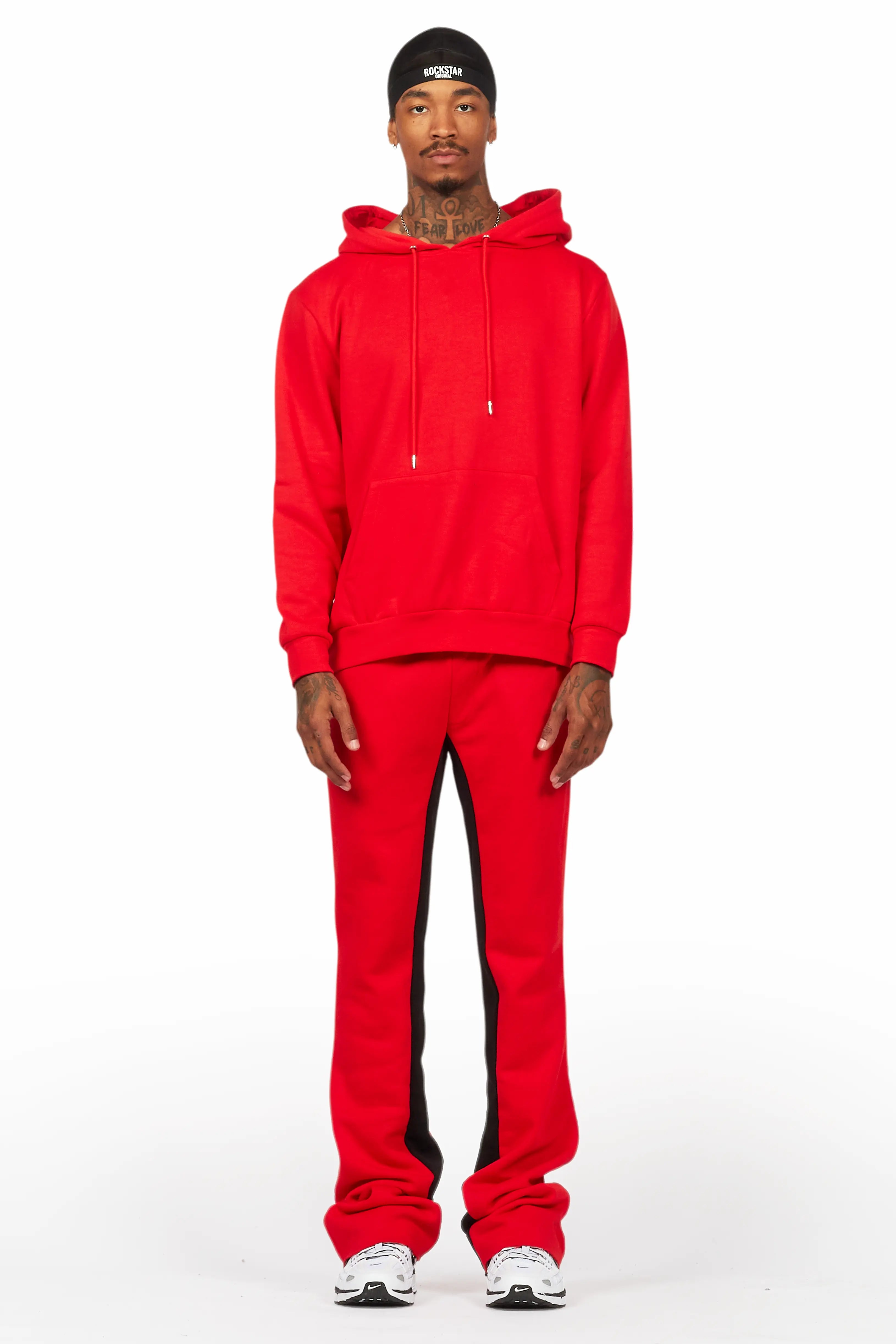 Basic Red Hoodie/Baggy Track Pant Set