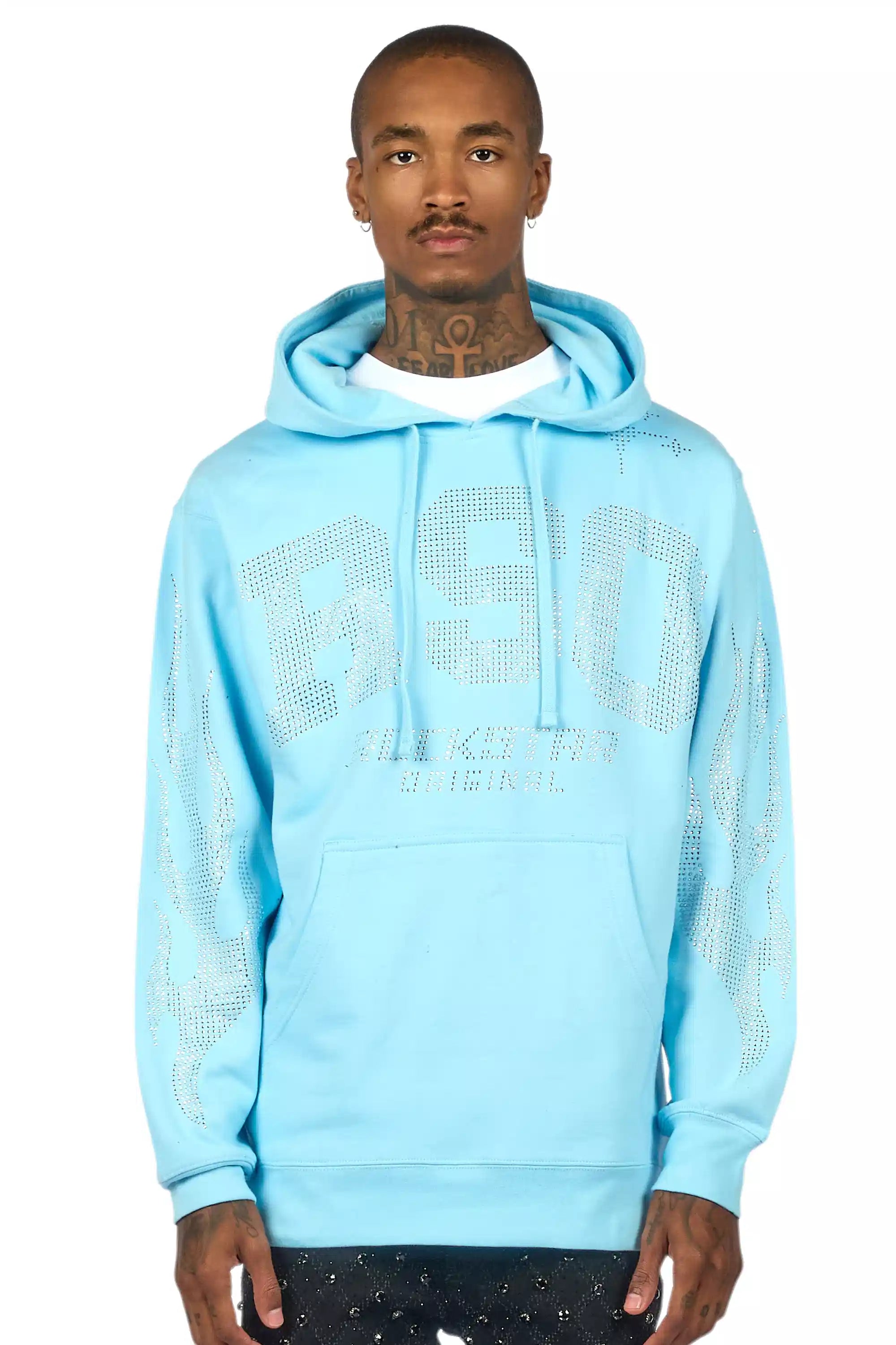 Merek Baby Blue/Silver Rhinestone Graphic Hoodie