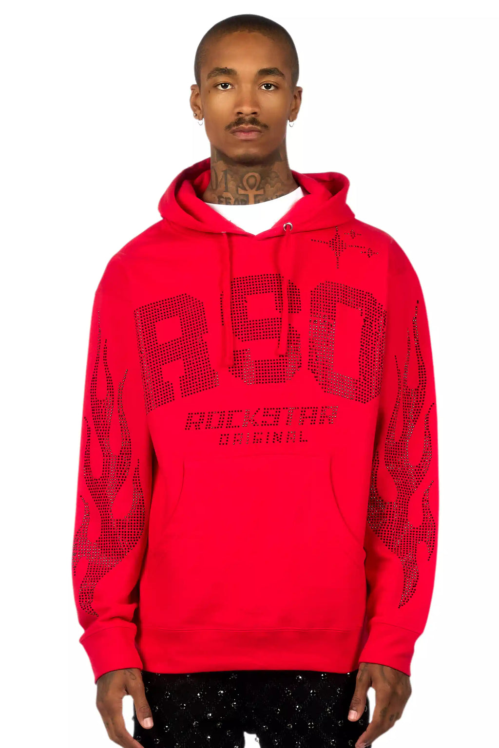 Merek Red/Black Rhinestone Graphic Hoodie