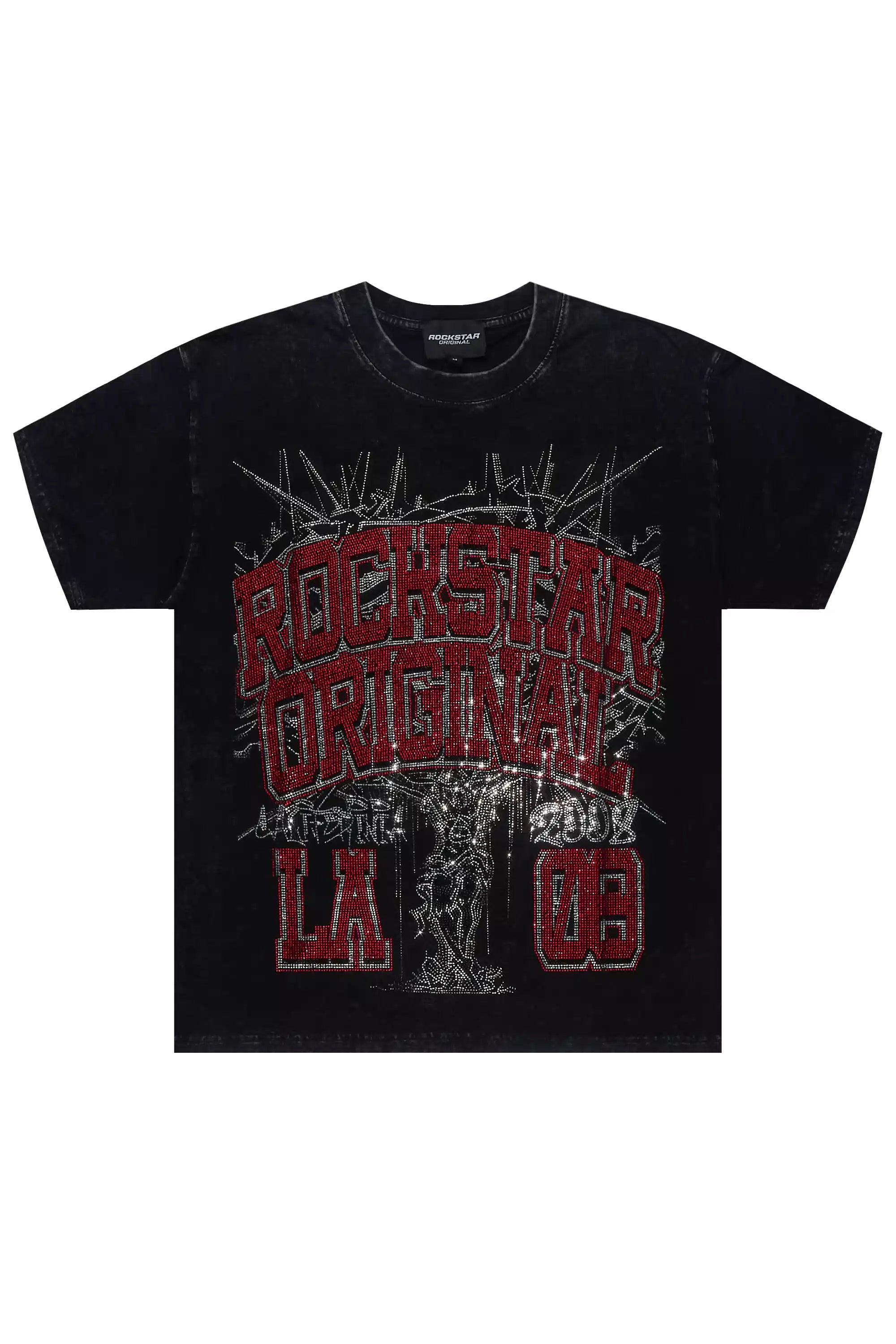 Oryn Black Graphic Rhinestone T-Shirt