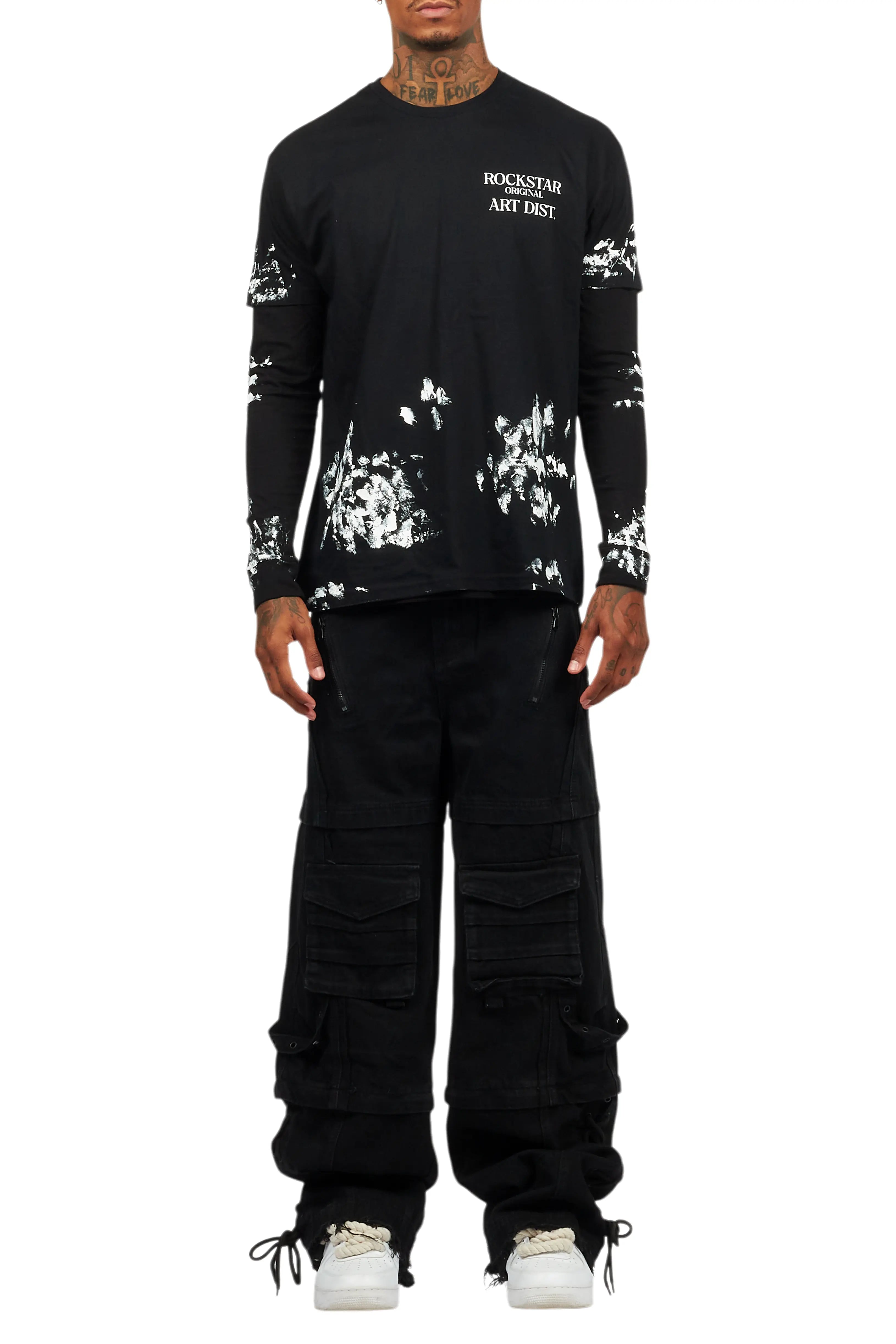 Three Maxi Jet Black Baggy Fit Jean