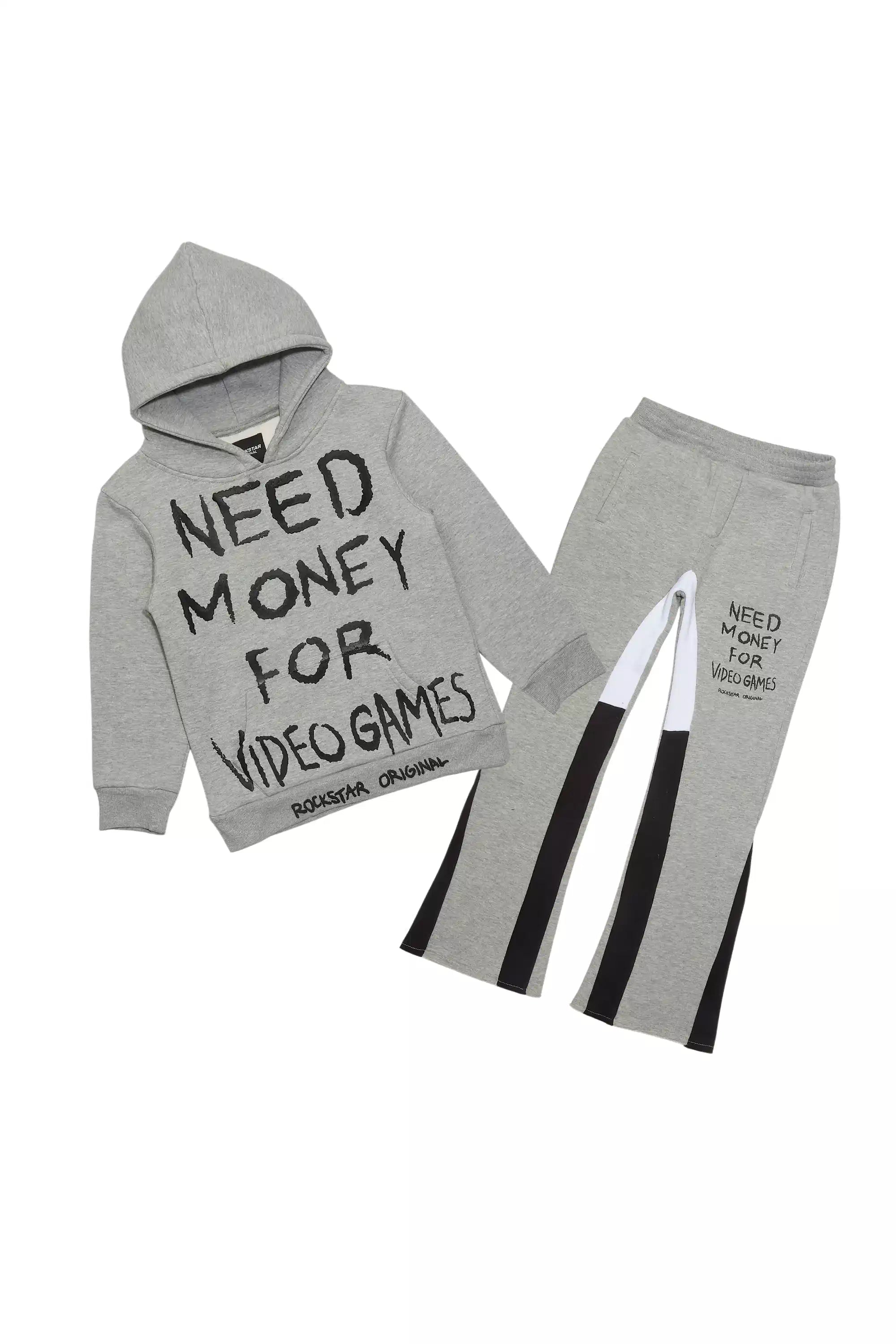 Boys M4 Video Games Grey/Black Stacked Flare Track Set