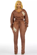 Tyona Mocha Rhinestone Stacked Flare Track Set