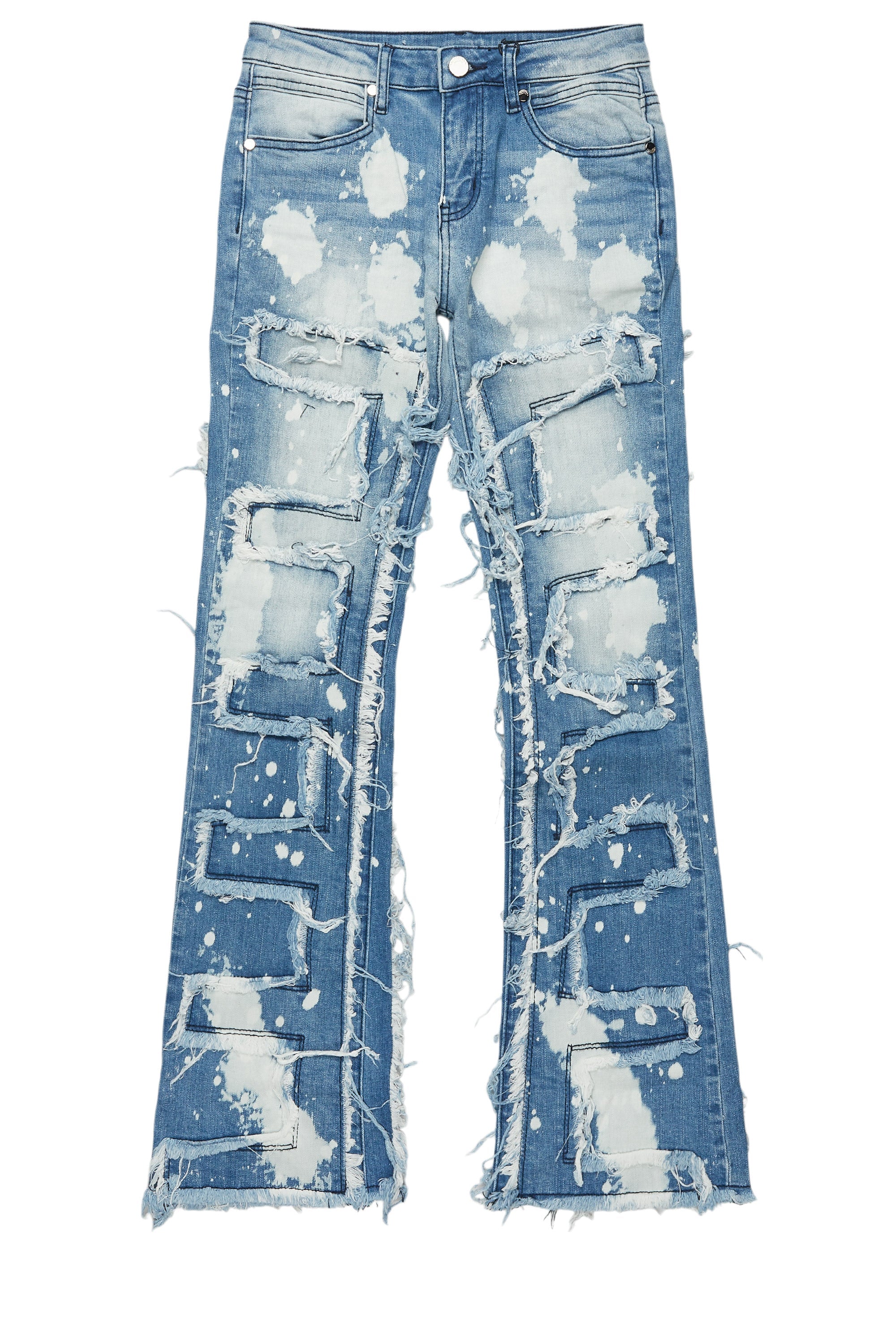 Boys Laban Light Blue Bleach Slim Stacked Flare Jean