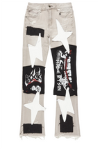 Boys Vadim Grey Patchwork Stacked Flare Jean