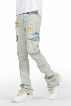 Adalee Blue Cargo Stacked Flare Jean