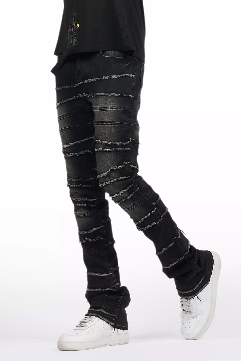 Franko Dark Grey Stacked Flare Jean