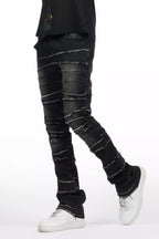 Franko Dark Grey Stacked Flare Jean