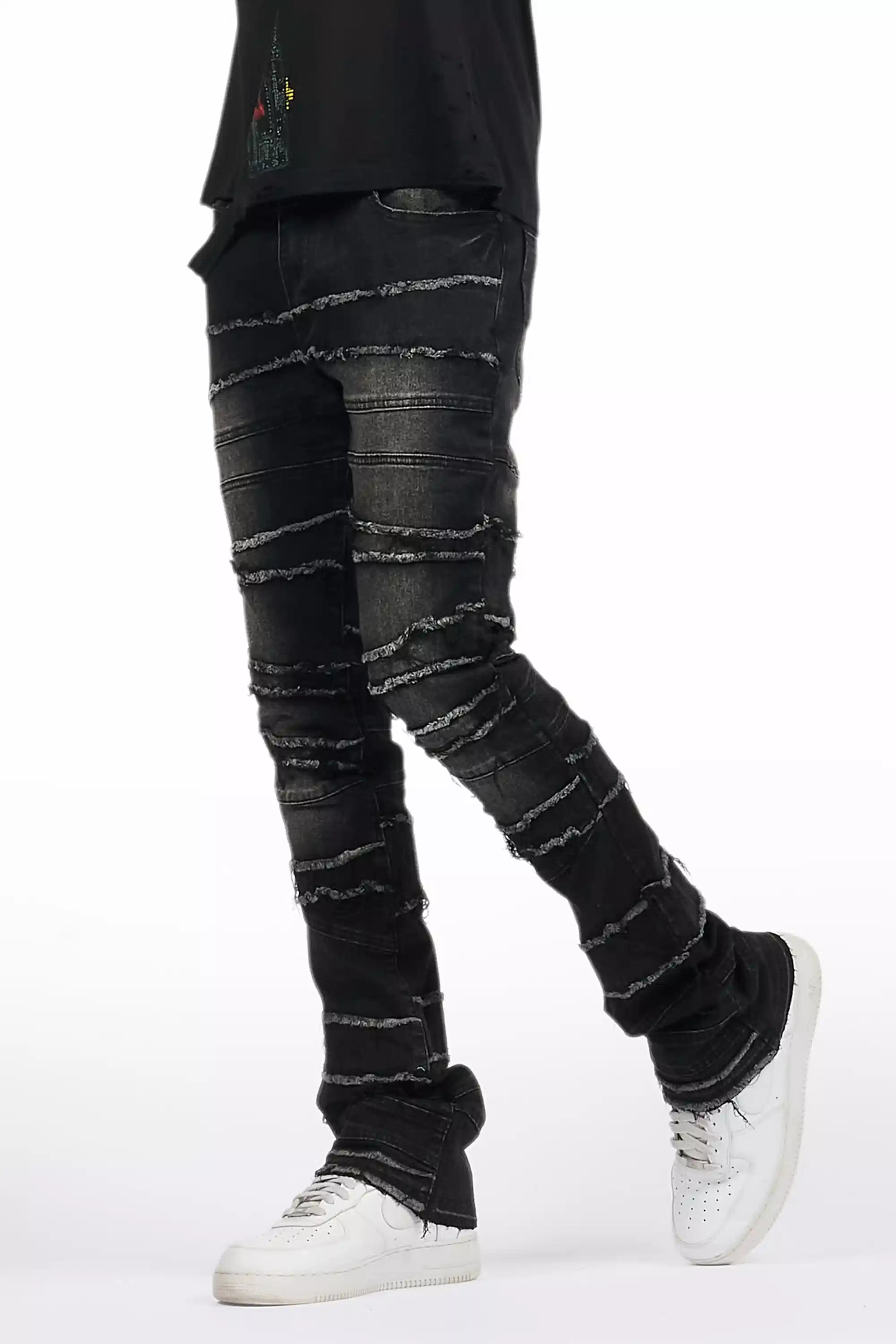 Franko Dark Grey Stacked Flare Jean
