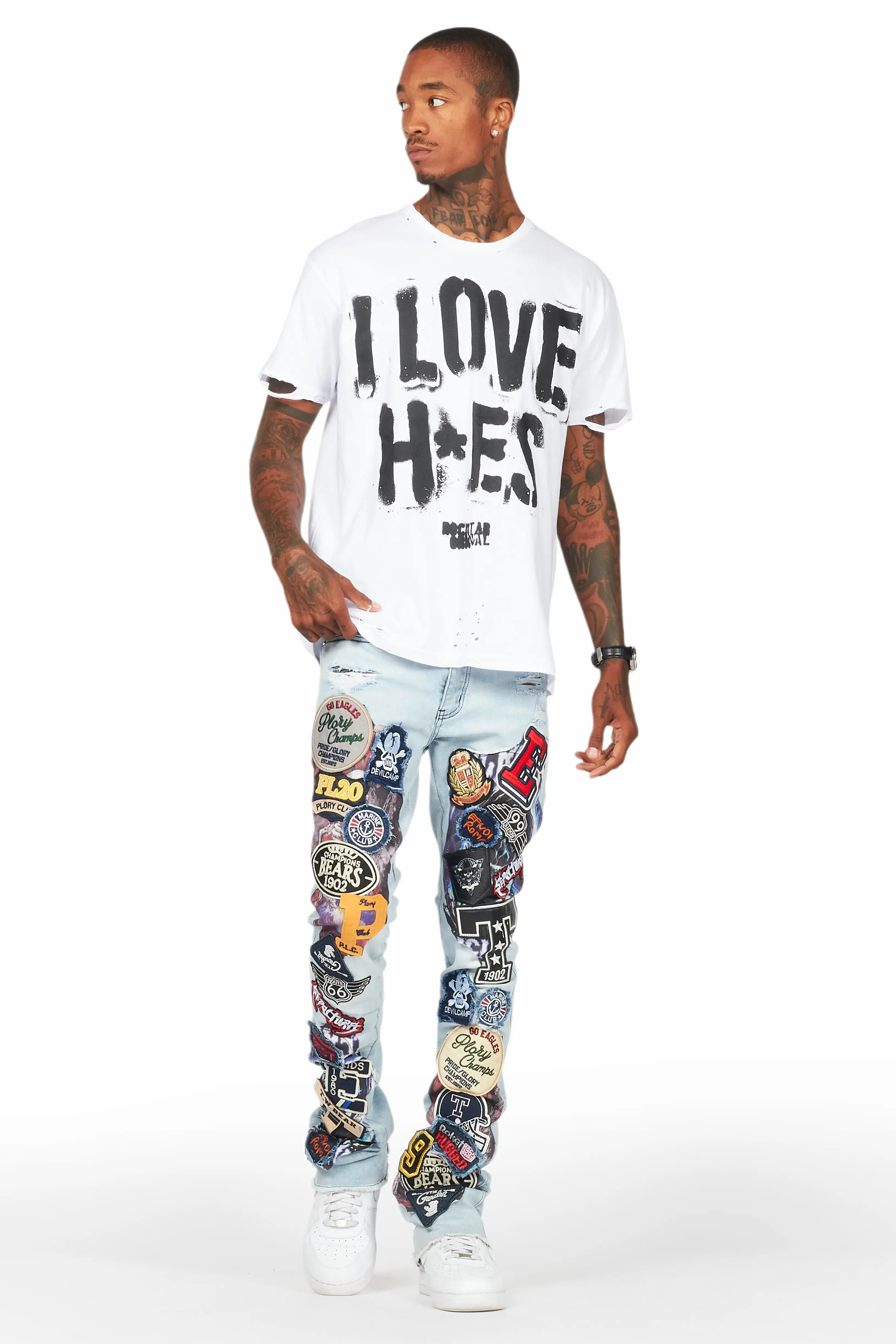 Espen Blue Stacked Flare Jean