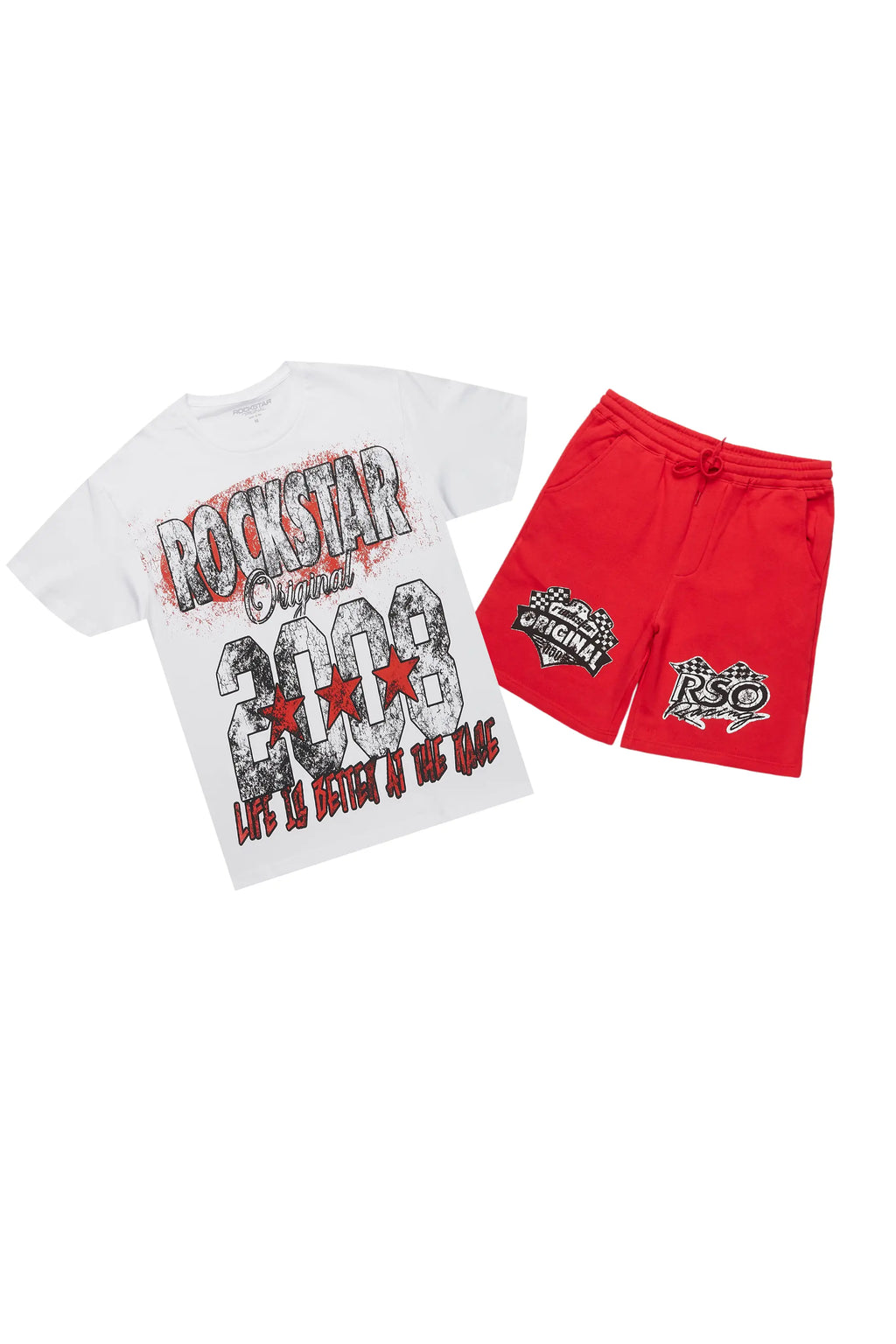 Racing Grung White/Red Graphic T-Shirt Short Set
