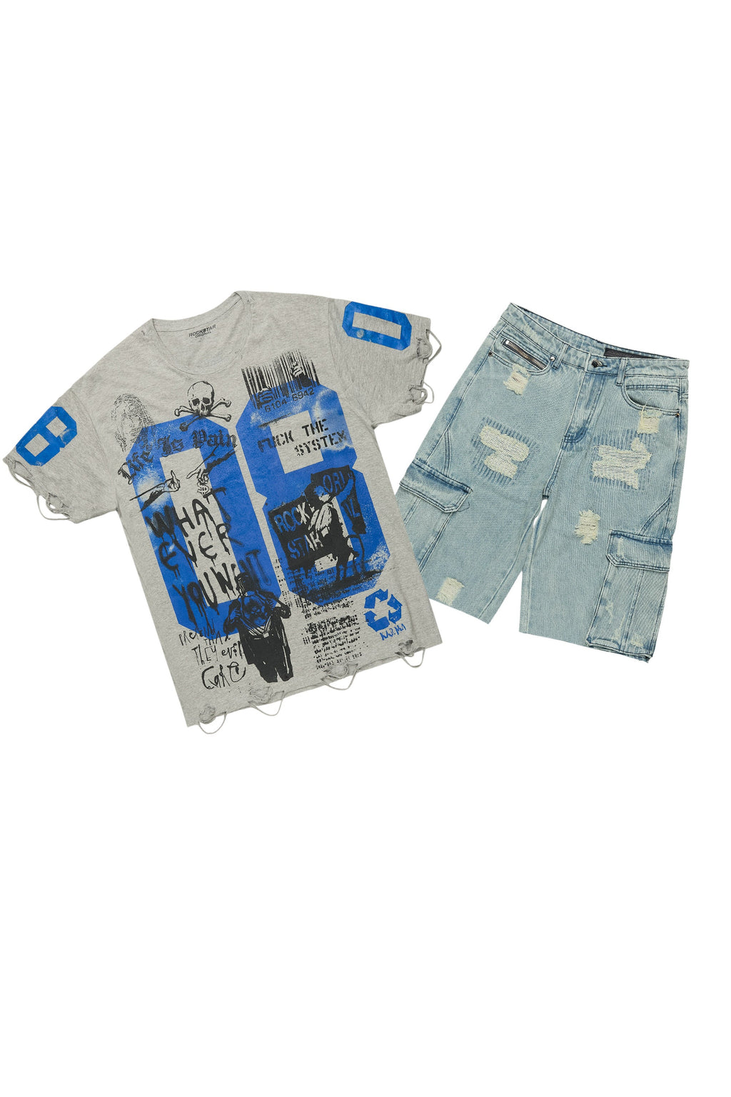 Grill Grey/Light Blue T-Shirt/Denim Short Set