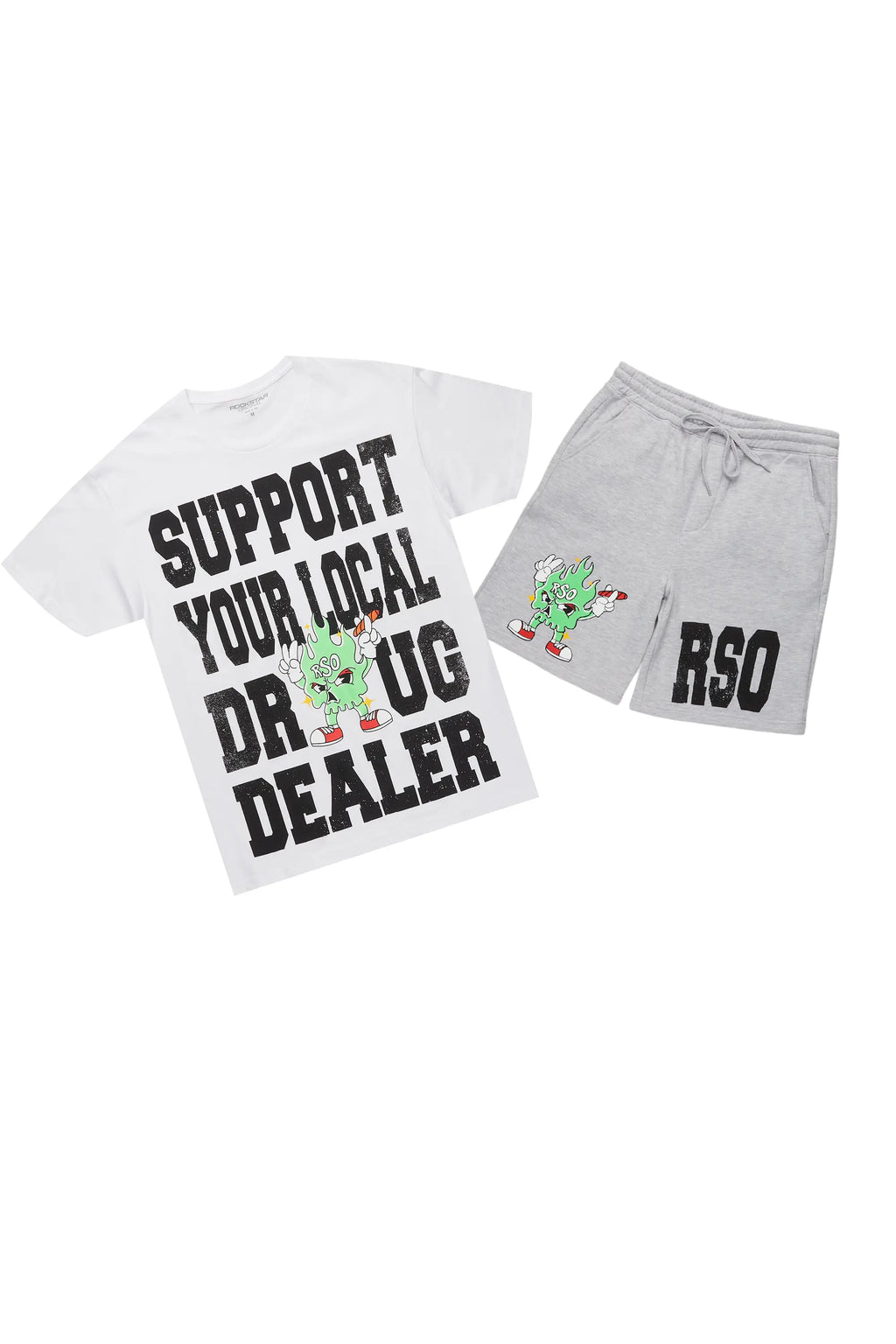 Tarl White/Grey Graphic T-Shirt Short Set