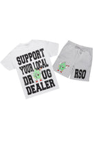 Tarl White/Grey Graphic T-Shirt Short Set